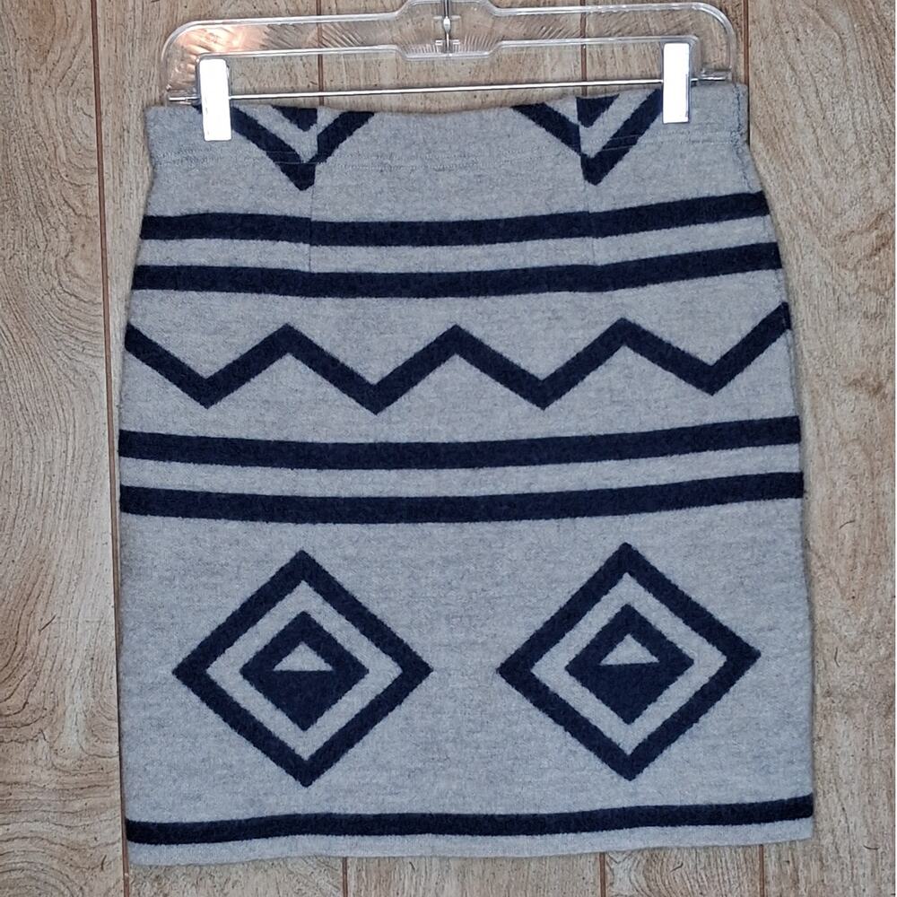 Toad & Co Boiled Wool Diamond Sweater Mini Skirt Size Small Gray & Navy - Picture 3 of 5